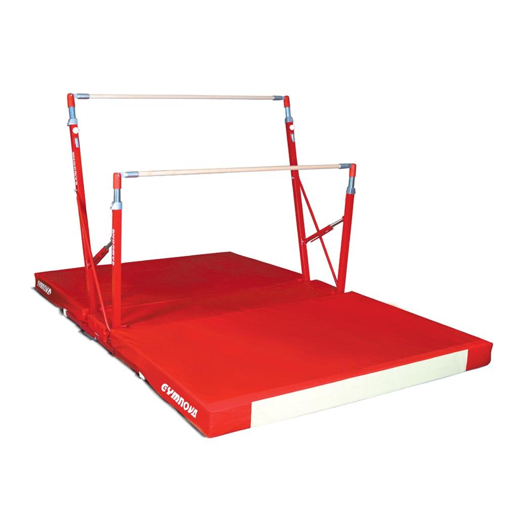 Gymnova Compact asymmetric bars with folding feet, transport trolley and folding mat