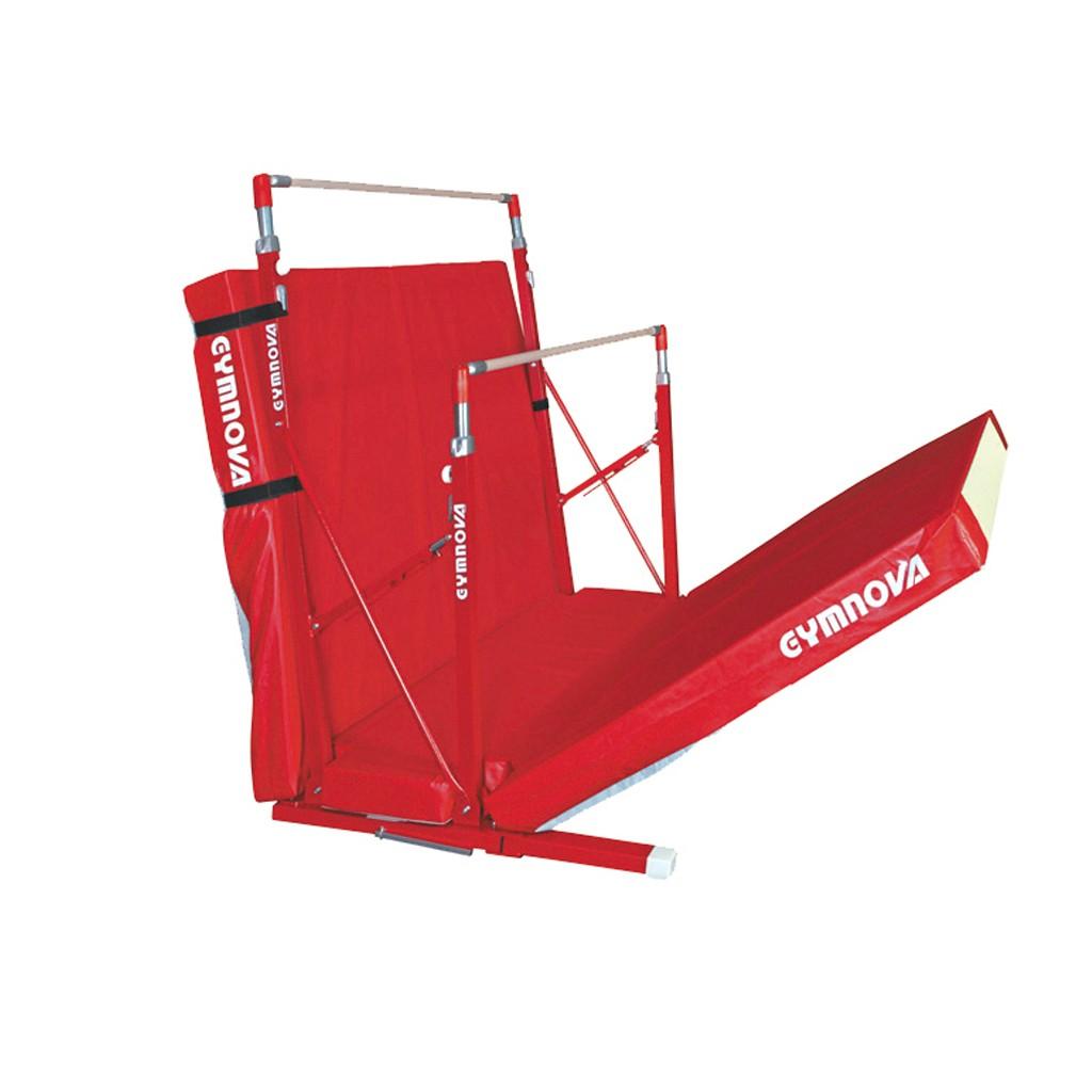 Gymnova Compact asymmetric bars with fixed feet, transport trolley and folding mat - Image 2