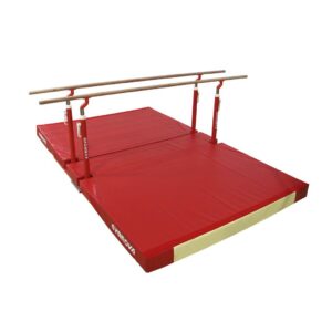 Gymnova training parallel bars with folding feet, transport trolleys and custom folding mat