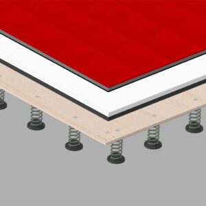 Gymnova teräsjousilla varustettu “Montreal” volttirata / akrobatiarata rullattavalla neulehuopapintaisella päällismatolla, leveys 2 m GY-6171