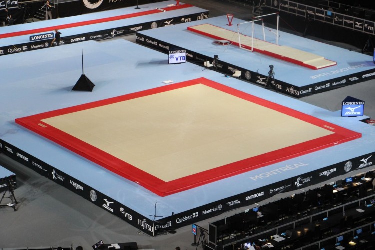 Gymnova permanto / voimistelukanveesi Montreal 14 x 14 m FIG, teräsjouset asennettuina GY-6775 - Image 5