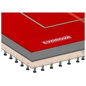 Gymnova permanto / voimistelukanveesi Montreal Evolution akrobatiamattopäällinen 14 x 14 m FIG, teräsjouset asennettuina GY-6776