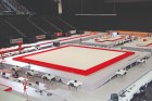 Gymnova permanto / voimistelukanveesi Montreal 14 x 14 m FIG, teräsjouset asennettuina GY-6775